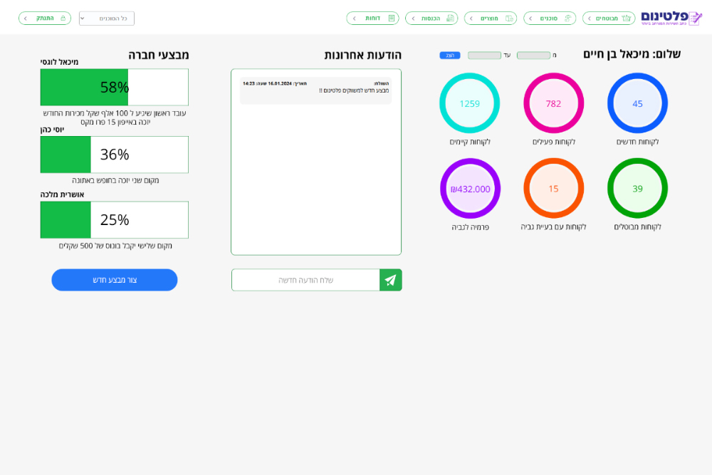 פלטינום תוכנת CRM למוקדנים מכירות וניהול